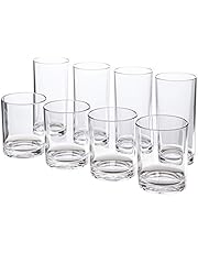 Classic 8-piece Premium Quality Plastic Tumblers | 4 each: 12-ounce and 16-ounce Clear