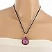 CHUVORA Hand Blown Glass Pink Sun Mandala Teardrop Pendant Necklace, 17-19 inches
