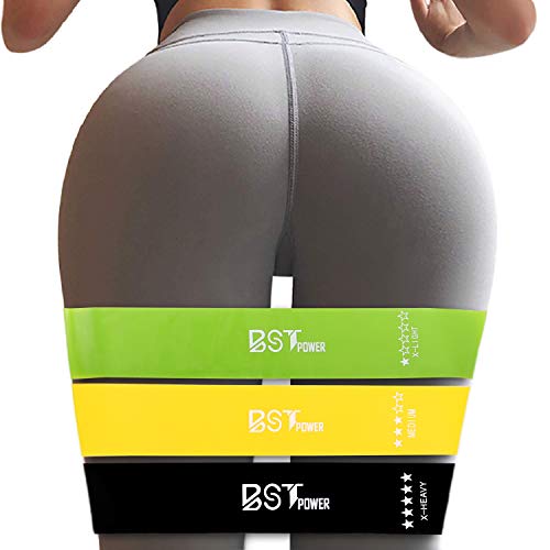 Resistance Bands for Legs and Butt BST Power 12 Inch Resistance Loop Bands for Women and Men Stretching Fitness Bands for Home Working Out with Carry Bag ( 5 Pack)