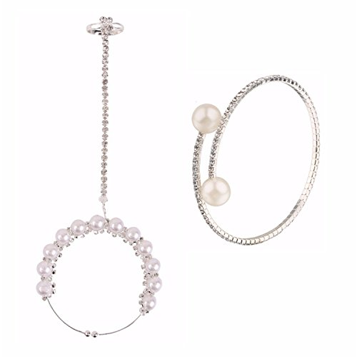 Efulgenz Indian Bollywood Designer Combo of Fancy Party Wear Cuff Bracelet and Ring Bracelet for Girls and Women