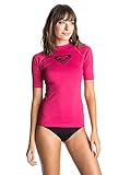 Roxy Junior's Whole Hearted Short Sleeve Rash Guard, Cherry, Medium