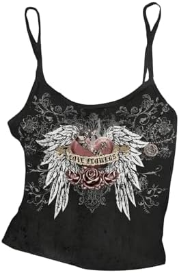SOLY HUX Women's Gothic Graphic Cami Crop Tops Y2k Skull Print