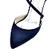 ElegantPark HC1711 Women High Heel Strappy Dress Pumps Pointy Toe Satin Wedding Party Shoes Navy Blue US 8