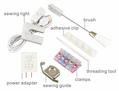 YinzPlus Value Pack Magnetic Sewing Machine Light I U Shape I Including Sewing Guide Threading Tool Sewing Clips High Brightness 6000K LED Lamp for Sewing Enthusiast