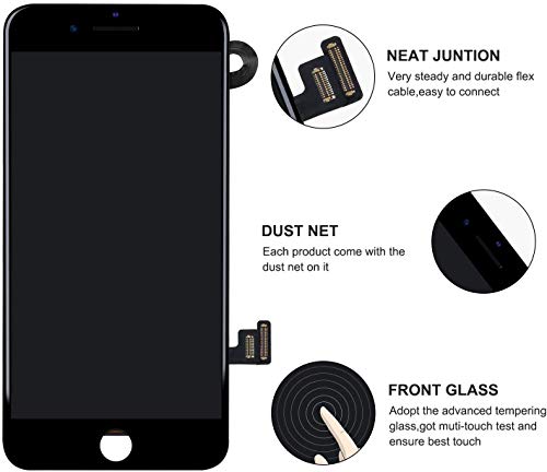 for iPhone 8 Plus Screen Replacement Black 5.5", LCD Display Touch Digitizer Assembly Replacement with Front Camera+ Earpiece Speaker+ Repair Tools Kit+ Screen Protector (iPhone 8 Plus Screen Black)