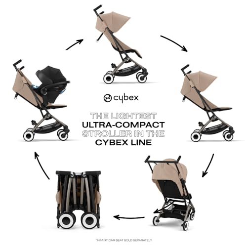 Cybex Libelle 2 Travel pockit Baby Stroller - Lightweight Carry-On Travel Stroller for Airplane with One-Hand Recline, Compatible with CYBEX Car Seats, Almond Beige