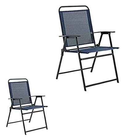Mainstays Pleasant Grove Sling Folding Chair Set Of 2 Dark Blue