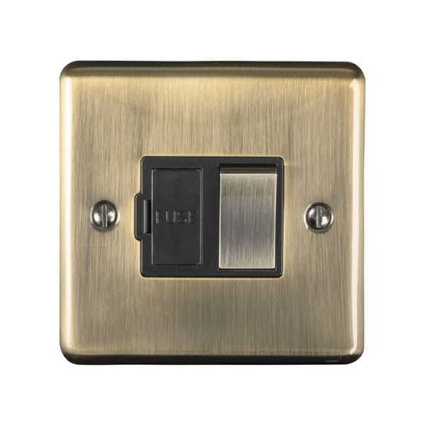 Eurolite Enhance Antique Brass 13A DP Switched Fused Spur with Black Insert