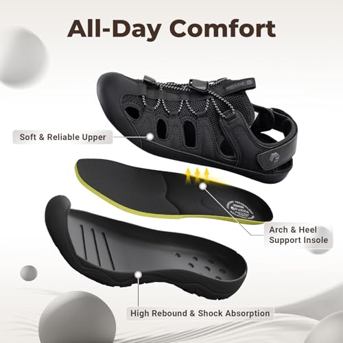 FitVille Outdoor Sport Sandals for Men with Wide Toe Box Mens Athletic Sandals - Hiking, Walking & Beach