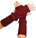 Flammi Women's Cable Knit Arm Warmers Fingerless Gloves Thumb Hole Gloves Mittens (Wine Red)