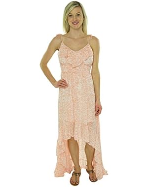 Guess Ruffle-Trim High-Low Chiffon Maxi Dress Size XS