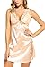Avidlove Sleepwear for Women Sexy Satin Nightgown Deep V Strappy Babydoll Chemise Nightwear (Small, Beige)