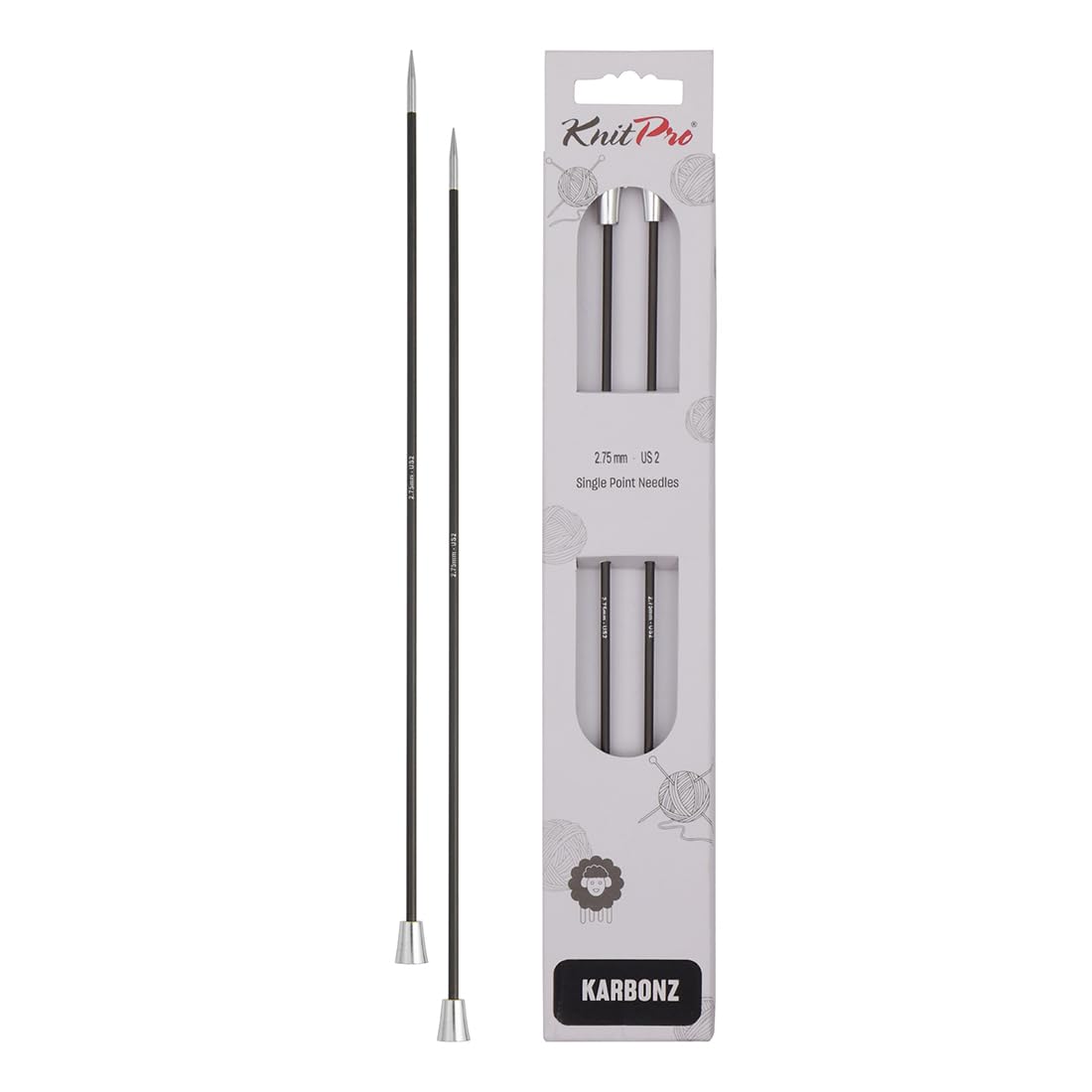 KnitPro Karbonz Single Pointed Needles 10" (25cm) | 2.75 mm