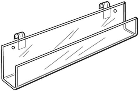 Acrylic Shelf Display for Grid Wall | Floating Shelves Books and Cards | 23-3/4"L Open End Clear Tray |