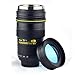 MANGO SPOT® Thermo Lens Cup with Stainless Steel Insulated Tumbler, 1:1 Nikon 24-70mm F2.8G Lens Imitation, 16oz, Black with Transparent Cover Lid