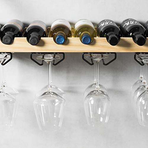 Home Zone Kitchen Wall Mounted Wine Rack with Stemware Organizers