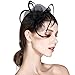 Fascinator Feather Fascinators for Women Holdoor Flower Feather Headband Headwear with Hair Clip for Wedding Party Prom Tea Party Cocktail Church Derby Ladies Day Race Royal Ascot,Mother's Day Gift (Black02)M