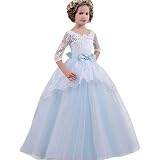 Abito Principessa Per Bambina – Maniche Lunghe In Pizzo, Vestito Da Festa Floreale - 3