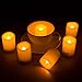 Beichi Set of 6 Remote Control Votive Candles Battery Operated, Flameless Flickering Tealight Candles, LED Timer Tea Lights in Amber Yellow Flame, Unscented Outdoor Electric Candles, D1.5