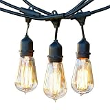 Brightech Ambience Pro - Waterproof Incandescent Outdoor String Lights - Hanging Vintage Edison Filament Bulbs - 48 Ft Industrial Lights Create Ambience On Your Deck, Balcony