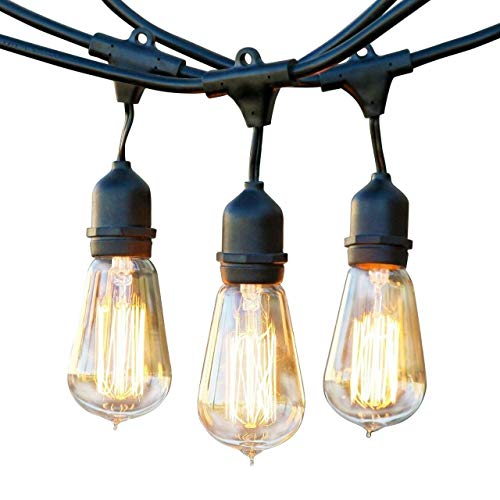 Brightech Ambience Pro - Waterproof Incandescent Outdoor String Lights - Hanging Vintage Edison Filament Bulbs - 48 Ft Industrial Lights Create Ambience On Your Deck, Balcony