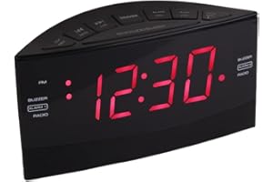 HANNLOMAX HX-100 Dual Alarm Clock, AM/FM Radio, Red LED 1.8 Inches Jumbo Display, Aux-in, Sleep & Snooze Function, Dimmer Control, AC Operation only