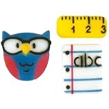 Ready for School Teacher Owl Ruler Sugar Decorations Cookie Cupcake Cake 12 Count