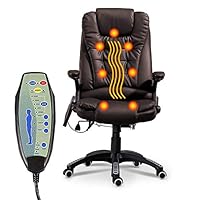 windaze Massage Chair Office Swivel Executive Ergonomic Heated Vibrating Chair for Office Computer Desk(Brown)