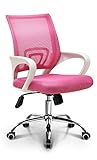 Home Computer Chair: Pink Mesh Mid-Back Ergonomic Fashionable Swivel Tilt, Neo Chair