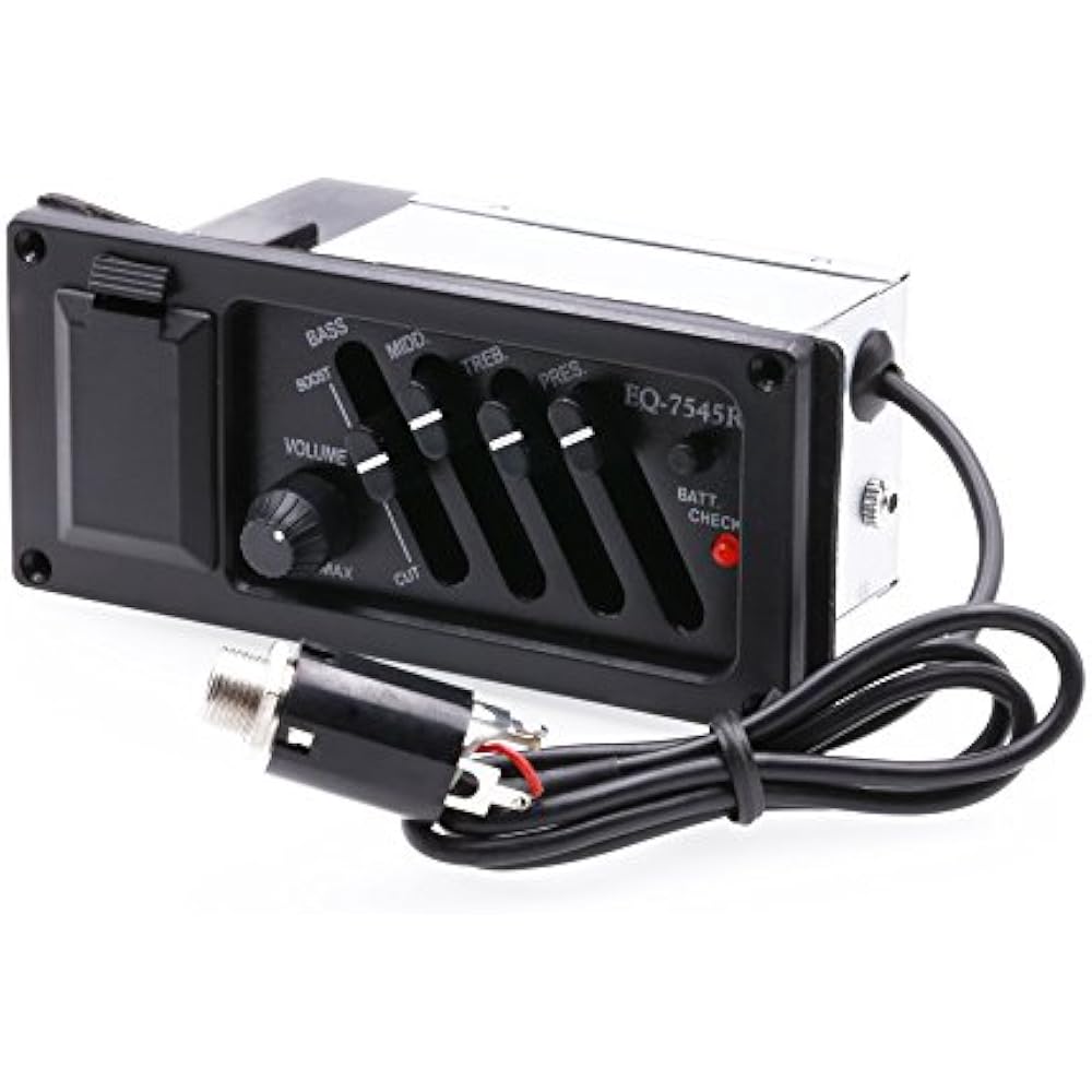 Guitar EQ7545R 4Band Equalizer System Acoustic Preamp Piezo Pickup