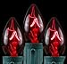 Novelty Lights 25 Pack C7 Outdoor String Light Christmas Replacement Bulbs, Red, C7/E12 Candelabra Base, 5 Watt