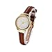 GEORGE SMITH Lady's 22 mm Small Unique Golden White Dial Wristwatch with Slim Brown Genuine Leather Band