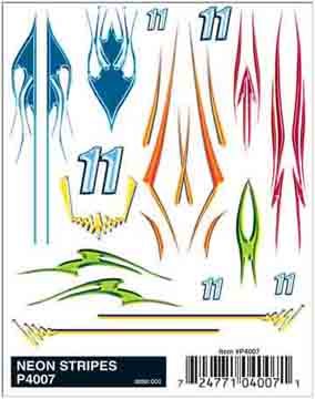 PineCar Derby Racers Dry Transfer Decals Neon Stripes