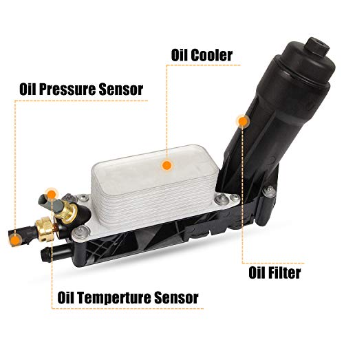 Engine Oil Cooler With Oil Filter Housing Adapter Gaskets Sensor