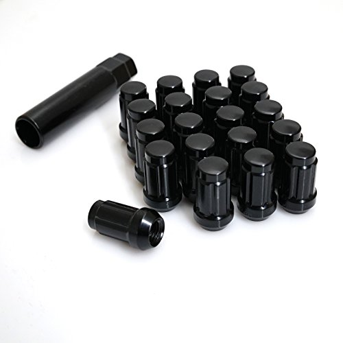 Black Tuner Spline Drive Lug Nuts 12x1.5 Close End Aftermarket Wheels 20 PCS Set with Key