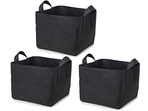 247Garden Square 50-Gallon Fabric Pots w/Handles (3-Pack Black Aeration Planting Grow Bags for Growing Trees, Plants, Flowers, Vegetables, Tomatoes and Potatoes)