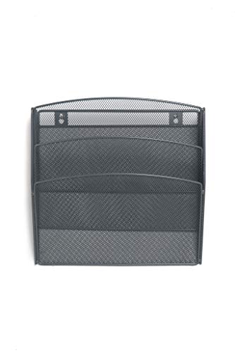 Klickpick Office Hanging Files Wall Mounted Metal Mesh Document File Organizer Magazine Holder Rack Organizer 3 Tier Section Racks Multipurpose Use to Display Files, Magazine, Newspapers (3t Gray)