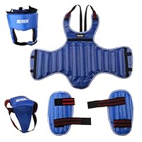 SaniMomo 1 Set Boxing Protective Gear: MMA Chest Guard Groin Abdominal Body Protector for Martial Arts Taekwondo Training - Blue