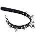 FM FM42 Black PU Simulated Leather Silver-tone 4cm Large Bell Rivets Neckband Choker Necklace PN1871