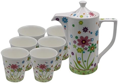 Henri 7 Piece Blooming Flower China Tea Pot Set