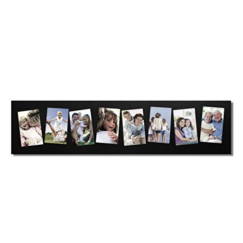 Adeco [PF0266] Black Wood Wall Hanging Picture Photo Collage Frame, 8 Slanted Tilted Skewed Openings, 4x6 inches