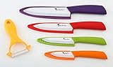 Chef Made Easy Ceramic Knife Set 9 Piece - Kitchen Knives with Case (Knife Sheaths) - Add to Collection of Cutlery Kitchen Utensils - Use As Bread, Vegetable and Chef Knife - (Multi-Color Set)