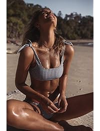 Blooming Jelly traje de baño de dos piezas para mujer, con nudo de corbata acolchado, tanga brasileña