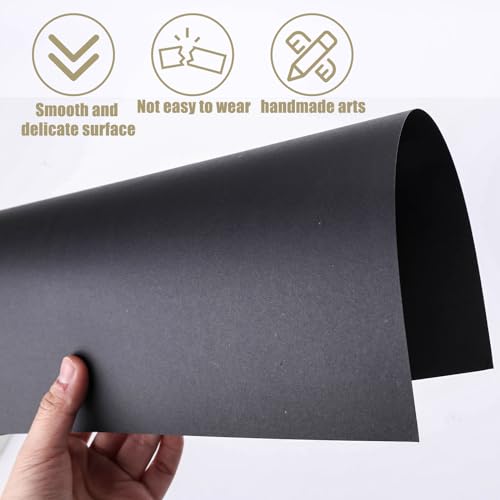 MCPINKY 20 Sheets Cardstock Paper for Crafts, 12 x 12inch Card Stock Paper Black Construction Paper for Crafts Printer Invitations Card Making