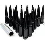 Motorhot 20 Pcs Wheel Spike Lug Nut with 1 Socket Key 14x1.5 Black Closed End Nuts Compatible with 1988-1998 Chevy 1992-1998 