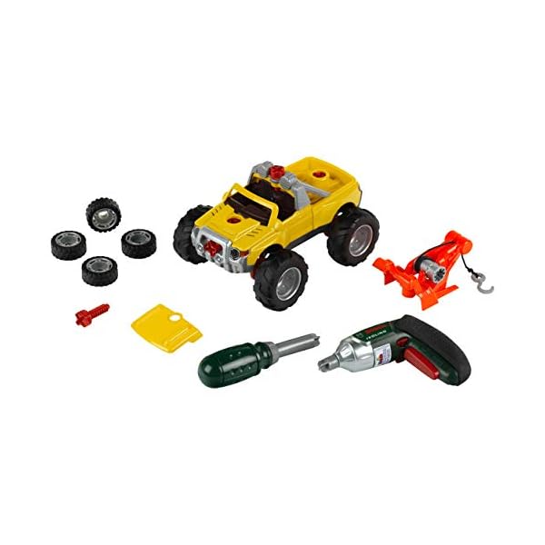 Theo Klein 8168 Bosch Truck Set, 3 in 1 I Konstruktionsset für 3 LKW-Modelle I Inkl. batteriebetriebenem Spiel…