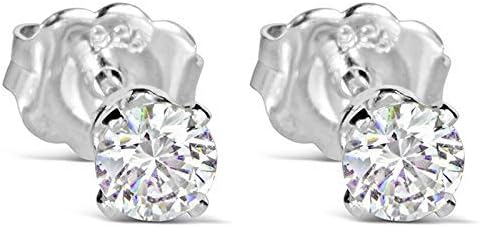 LONDON 925 Solid Sterling Silver Stud Earrings made with Swarovski Zirconia - Clear