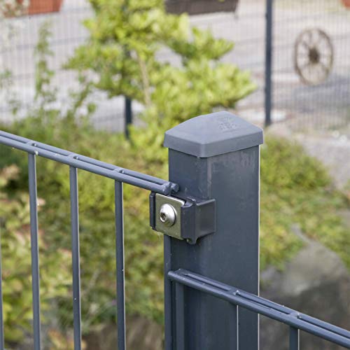 HORI® Doppelstabmattenzaun Komplettset I Höhe 123 cm I Anthrazit I RAL 7016 I mit Klemmhaltern I Zaunlänge 7,5 m – Bild 7
