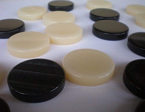 30 Acrylic Backgammon Checkers - Chips Black & Ivory 1.4 inches