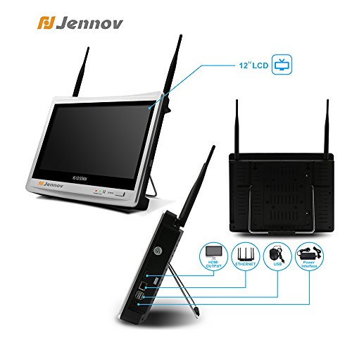 Jennov Security Camera System Wireless, 8 Channel CCTV Wireless Security IP Camera NVR System With 1080P 12" LCD HD Monitor Bullet Wifi Cameras Home Outdoor Day Night Vision Video Surveillance Kit